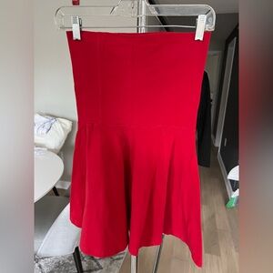 American Apparel Red Pleated Skater Mini Skirt